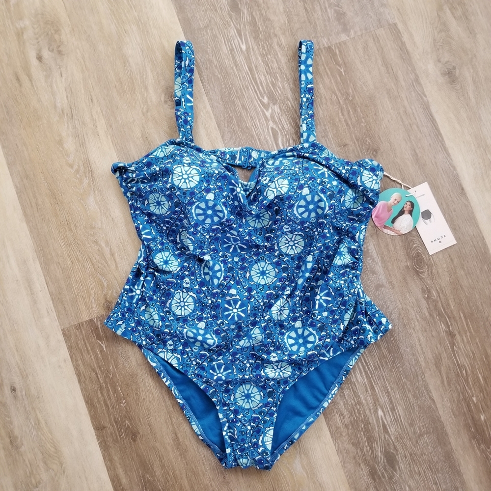NWT Rhode Blue Zinnia Printed One Piece Swimsuit Size 1X